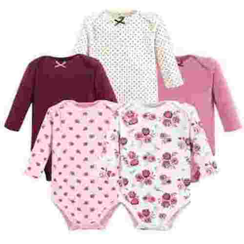 Hudson Baby Girl's Long-Sleeve Cotton Bodysuits 5pk Multipack, Solid Rose, 6-9 Months