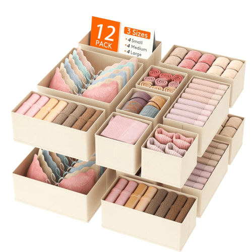 FAKYFJ 12-Pack Beige Closet Organizer – Closet Organizers And Storage For Baby Clothes & Bras