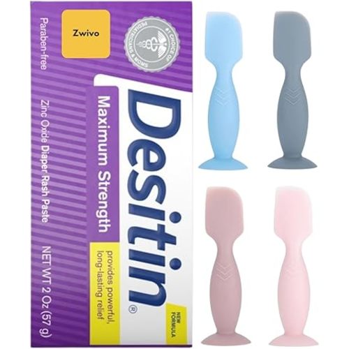 Desitin Maximum Strength Diaper Rash Cream for Baby 2oz Travel Bundle with Baby Diaper Cream Spatula Applicator - Baby Butt Paste Spatula Applicator
