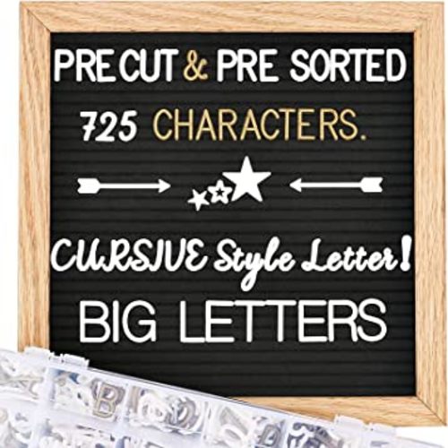 Changeable Felt Letter Board with Letters, Pre Cut & Sorted 725 Letters, First Day of School Board, 10x10 Inch Message Board, Classroom Decor Farmhouse Wall Decor Sign Board