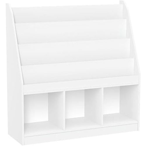 RiverRidge Kids 4 shelves Three Cubbies Bookrack, White (02-251), 11.81"D x 35"W x 36"H