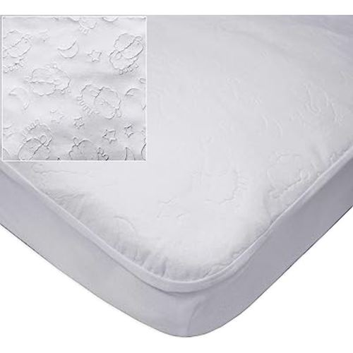 American Baby Company Waterproof Fitted Crib and Toddler Mattress Protector, Quilted and Noiseless Crib & Toddler Mattress Pad Cover, White (Little Lamb), 52"x28"x9"