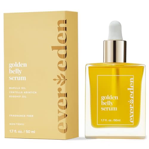 Evereden Golden Belly Serum, 1.7 fl oz. | Clean & Vegan Women's Belly Oil for Pregnancy and Postpartum | Clean Maternity Skincare | Non-Toxic Stretch Mark Oil
