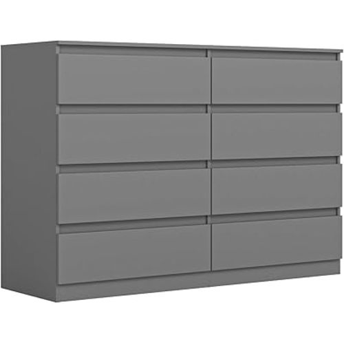 Grey Dresser for Bedroom,Modern Large 8 Drawer Dresser with Deep Drawer,Wide Storage Chest of Drawer,Wood Bedroom Storage Organizer Furniture,TV Stand for Living Room