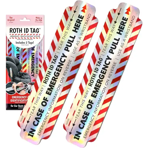 Original ROTH ID TAG™ Kit | Emergency Contact Identification System for Car Seats, Red, White, Black