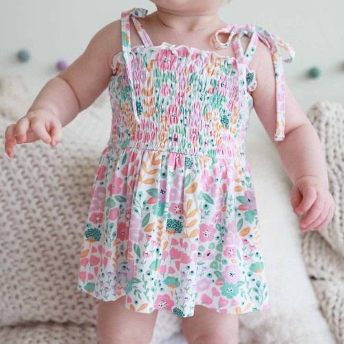 Smocked Twirl Bodysuit | Willow's Whimsy Floral