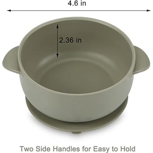 PandaEar 3 Pack Baby Bowls with Suction| Leak-Proof Stay Put Silicone Food Bowl with Lids for Babies Kids Toddlers Infants| Food Grade Soft Safe BPA-Free Silicone (Linen Brown Tan)