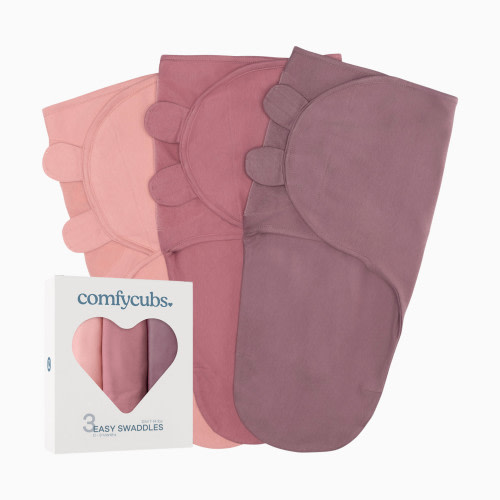 Comfy Cubs Easy Swaddle Blanket (3 Pack) - Blush, Mauve, Mulberry, Small