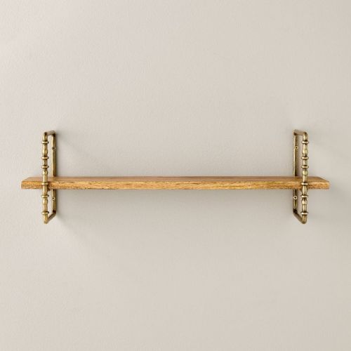 Turned Brass and Wood Tiered Wall Shelf - Hearth & Hand™ with Magnolia