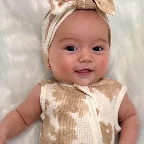 Organic Waffle Knot Bow, Almond Tie Dye