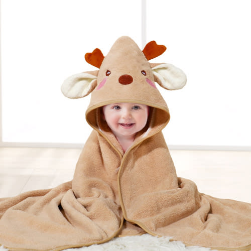 MONEHANE Baby Bath Towel, Absorbent Large Hooded Towel for Kids, Newborn, Babie, Toddler, Infant, elk, 31.5 x 31.5 inch