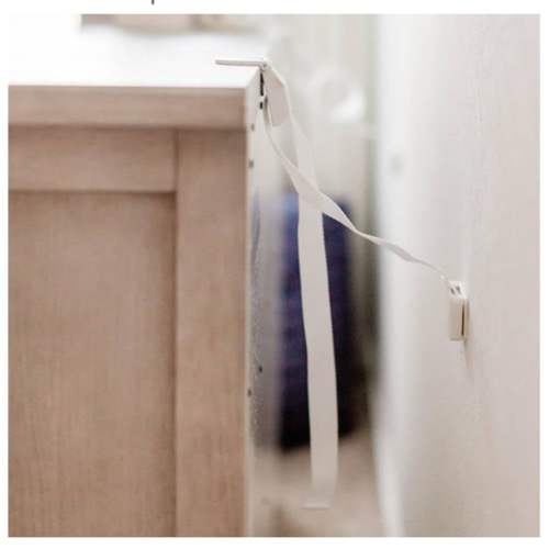 Qdos Safety Zero-Screw Furniture Anti-Tip Kit | Gray | Patented SecureHooks Anchor Holds up to 200 lbs in Drywall - Easy Installation, No Screws, No Tools-Adhesive to Furniture option! 1 Kit=2 straps