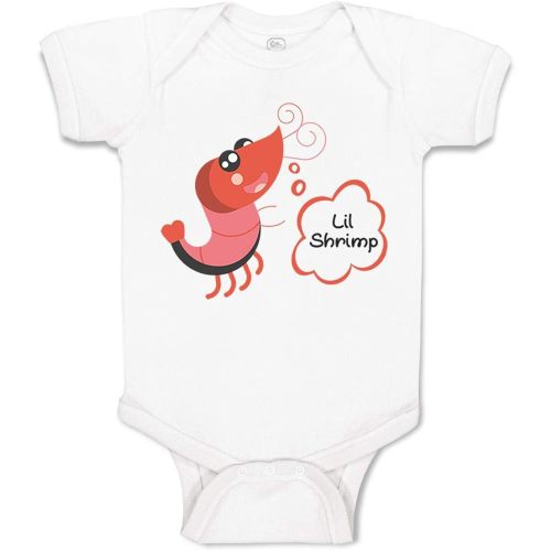 Cute Rascals Baby Bodysuit Funny Shrimp Saying Lil Shrimp Seafood Boy & Girl Baby Clothes Funny Cotton A White Design Only Newborn