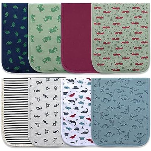 Burp Cloths for Baby Boy Organic Cotton Large Burp Clothes Extra Absorbent Soft Burping Rags Spit Up Cloth Sets for Newborns 8 Pack