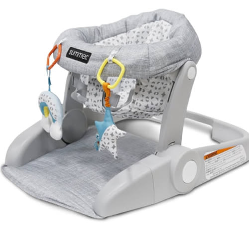 Bright Starts Learn-to-Sit 2-Position Floor Seat (Heather Gray) – Sit Baby Up in This Adjustable Baby Activity Seat Appropriate for Ages 4-12 Months – Includes Toys, Funfetti Neutral