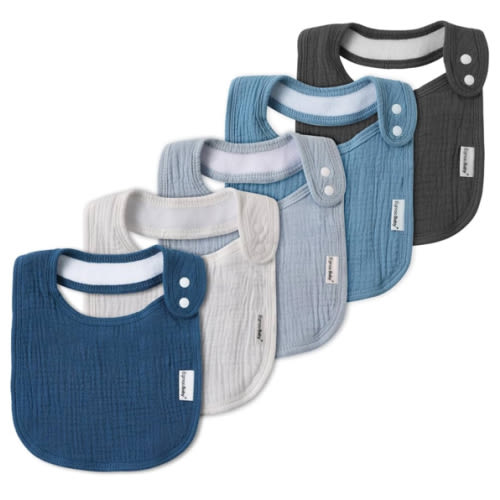 Muslin Bibs for Baby Boys Girls,Organic Muslin Baby Bib for Drooling and Teething,Soft Bandana Drool Bibs 5 Pack