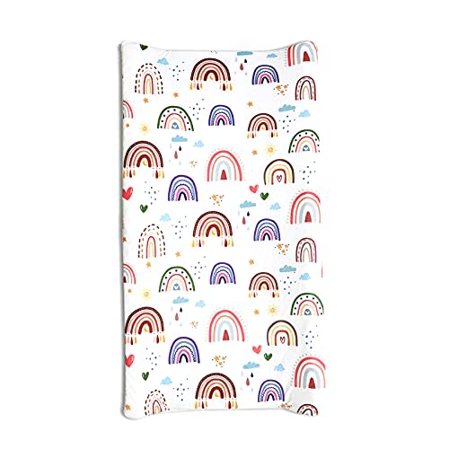 Baby Diaper Changing Pad Cover Cradle Mattress Sheets, Infant Stretchy Fabric Changing Table Cover Changing Mat Cover Baby Nursery Diaper Changing Pad Sheets (Rainbow World)