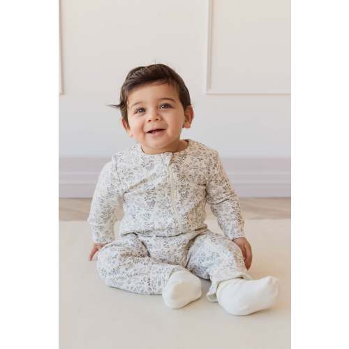 Jamie Kay - Organic Cotton Reese Zip Onepiece - Garden Bunnies Tofu