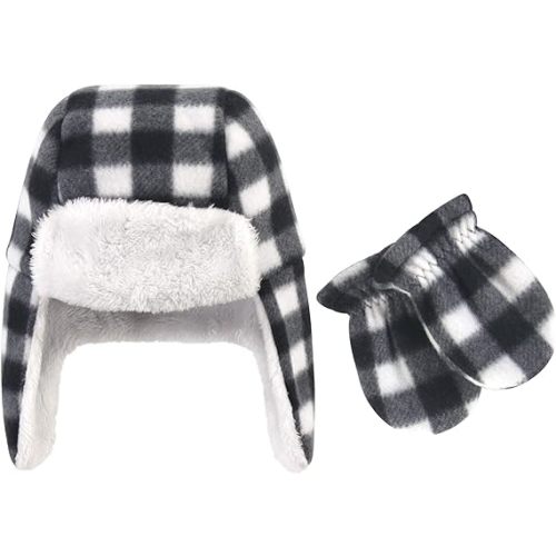 Hudson Baby Unisex Baby Fleece Trapper Hat and Mitten Set