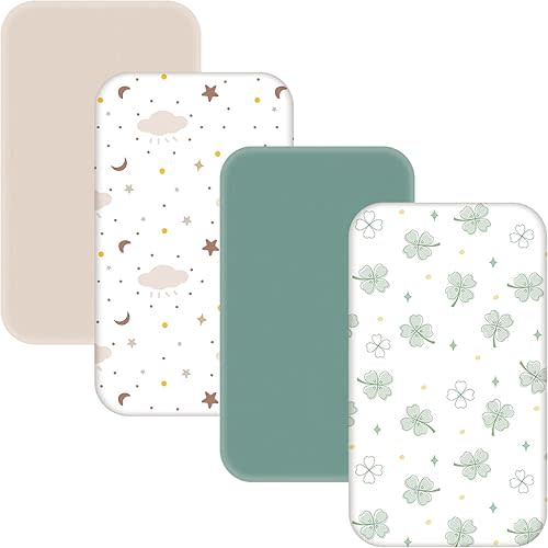 4 Pack Bassinet Sheets - 35"x20" Bedside Bassinet Sheets for Newton, Ezebaby, Angelbliss, AMKE(3 in 1) & Other Large Bedside Sleeper | Ultra Soft & Skin Friendly Bassinet Fitted Sheets for Boys Girls