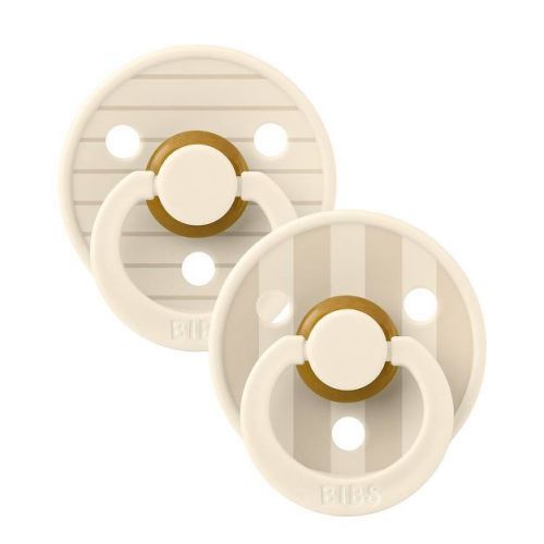 Bibs Studio Collection Colour Stripe Latex Pacifier 0-6 Months - Pink Ivory Vanilla Mix - 2pk