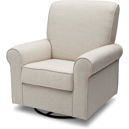Delta Children Avery Upholstered Glider Swivel Rocker Chair, Metal, Sand