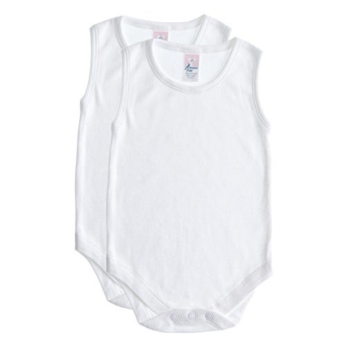 Soft Cotton Sleeveless Onesie Bodysuit, WSNR 3-6 2-Pack White