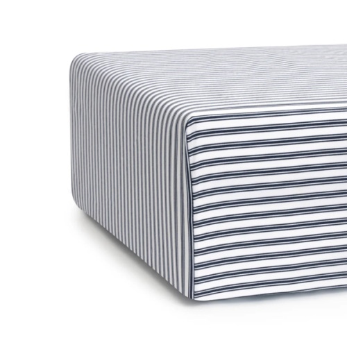 Luxe Premium Cotton Crib Sheet in Navy French Ticking