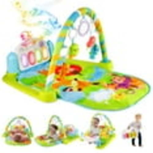 Baby Play Mat Baby Gym Funny Play Piano Tummy Time Baby Activity Gym Mat with 5 Infant Learning Sensory Baby Toys, Music and Lights Boy & Girl Gifts for Newborn Baby 0 to 3 6 9 12 Months