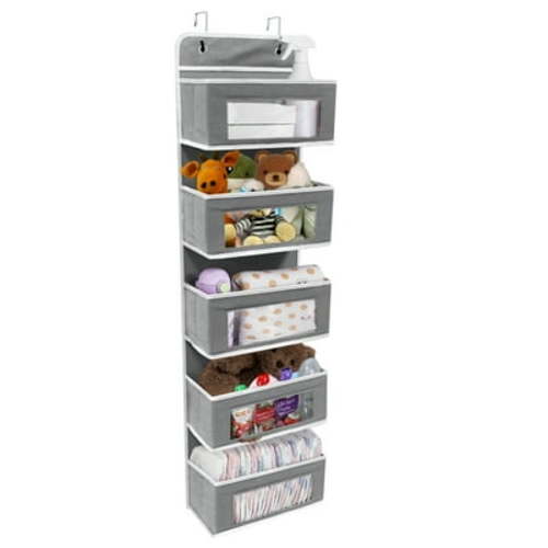 Kusmil 5-Pocket Over-the-Door Hanging Organizer, Gray