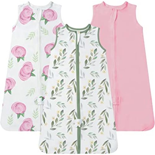 TotAha Baby Sleep Sacks 3-Pack, Stretchy Sleepsack, Silky Comfort, Buttery Soft, Swaddle Transition Sleeping Bag, 2-Way Safe Zippers, Wearable Blanket Baby Sleep Bag for 0-3-6-12-18-24 Months 0.5 TOG