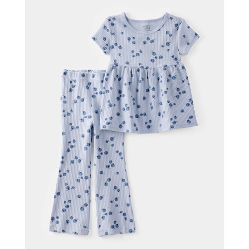 Toddler 2-Piece Blueberry Ribbed Tee & Pull-On Pant Set - Blue - Carter's | Carter's