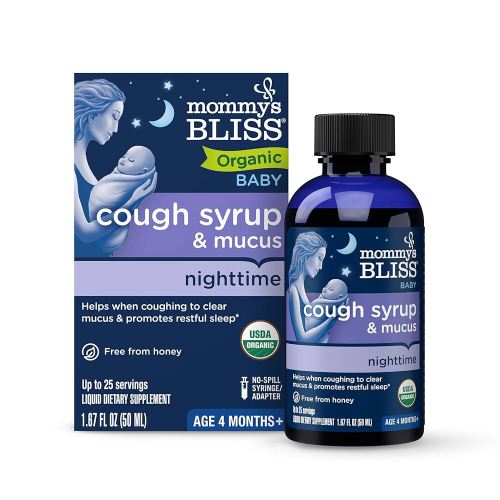 Mommy's Bliss Organic Baby Cough Syrup & Mucus Night Time, Contains Organic Agave and Ivy Leaf, Made for Babies 4 month+, 1.67 Fluid Ounces