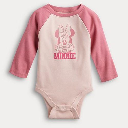 Disney's Minnie Mouse Baby Girl Long Raglan Sleeve "Minnie" Graphic Bodysuit by Jumping Beans®