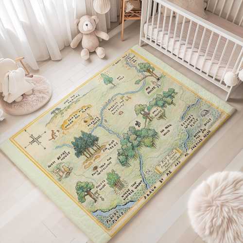 Vintage Pooh Nursery Rug Classic Winnie Pooh Nursery Rug Pooh Kids Room Rug Playroom Pooh Bear Nursery Decor Rug Hudred Acre Wood Map Rug