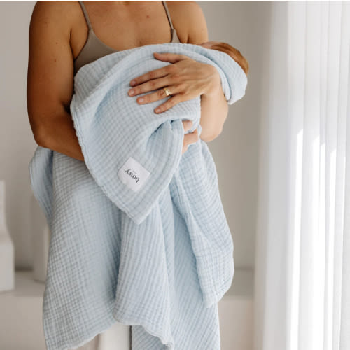 Muslin Bubble Blanket - Powder Blue