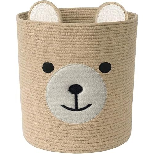 Bear Basket for Nursery, Baby Baskets for Storage, Gift Baskets for Baby Shower, Laundry Hamper, Storage Hamper for Children Kids Toy Plant Indoor Corner (Light Brown-2)