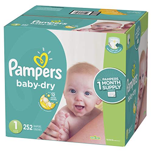 Diapers Newborn / Size 1 (8-14 lb), 252 Count - Pampers Baby Dry Disposable Baby Diapers, ONE MONTH SUPPLY