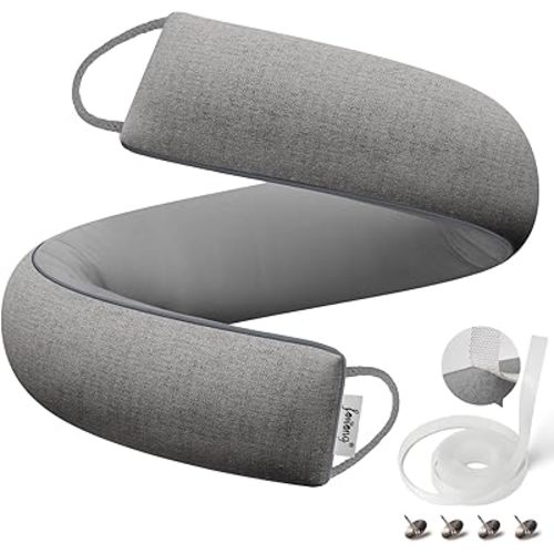 fowong Door Draft Stopper 30 Inch Weighted Under Door Noise Stopper Soundproofing Draft Guard Wind Blocker with Hook Tapes for Easy Install, Grey