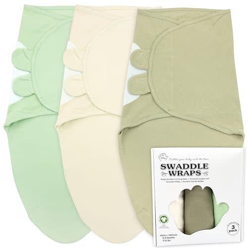 Bublo Baby Swaddles for Newborns - 3 Pack Organic Baby Swaddles for 0-3 Months - Baby Swaddle Sleep Sack - Infant Sleeping Swaddle Sack – Adjustable Swaddle Blanket Wrap Boy Girl (Pastel Green)