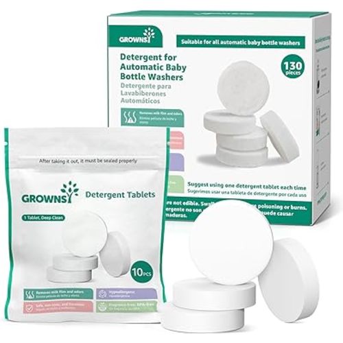 GROWNSY Detergent Washing Tablets 130 PCS for Momcozy, Baby Brezza, Papablic Bottle Washer, Compatible with All Brands Baby Bottle Washers