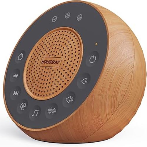 Housbay White Noise Machine with 31 Soothing Sounds, 5W Loud Stereo Sound, Auto-Off Timer, Adjustable Volume, Sleep Sound Machine for Baby, Kid, Adult -Wood Grain