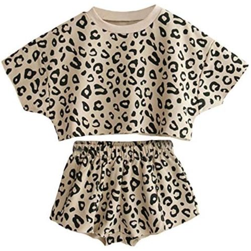 Toddler Baby Girls Leopard Print Summer Clothes Set T-Shirt and Short Pants 2pcs Outfits