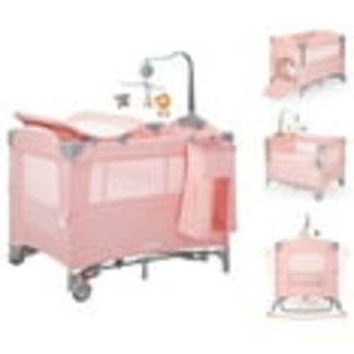 HARPPA 5 in 1 Portable Playard and Bassinet for Girl from Newborn to Toddler, Easy Folding, Pink