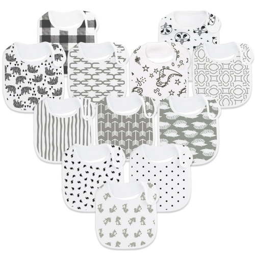 Benoxine Baby Bibs Organic Cotton Soft and Absorbent for Baby Boys Girls Newborn Unisex 12 Pack