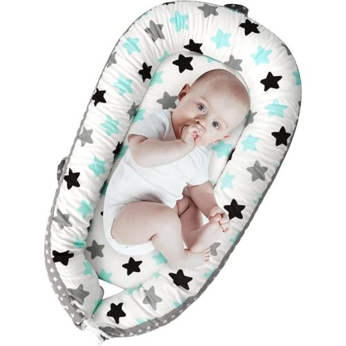 AMAWMW Baby Lounger for Newborn Infant Baby Nest Sleeper for 0-12 Months Removable Lounger Cover for Co Sleeping Washable Portable Adjustable Lounger Pillow Floor Seat for Travel Essentials