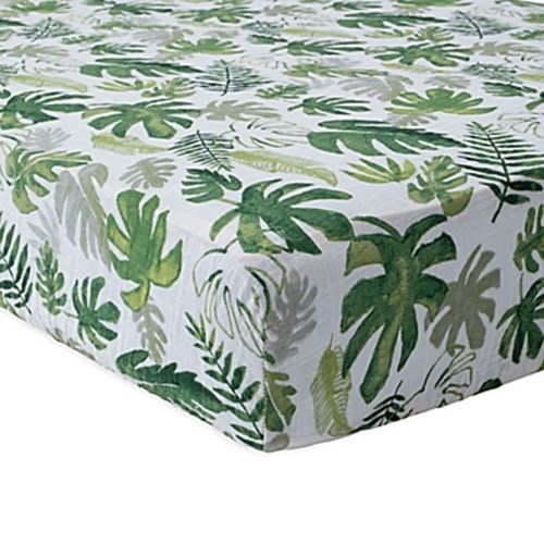 Little Unicorn® Tropical Leaf Fitted Crib Sheet in Green