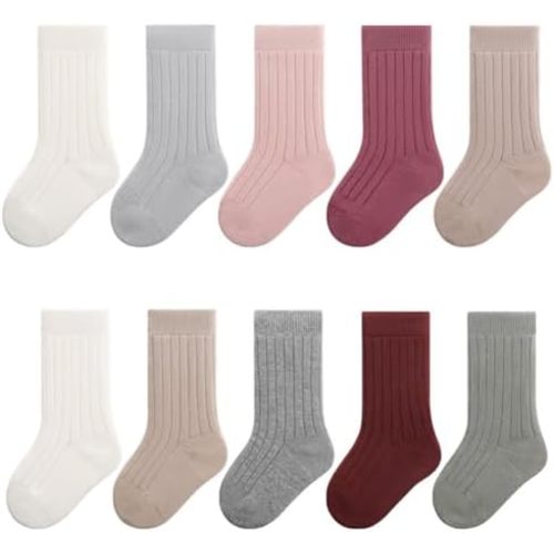 Baby Girls Cotton Socks Newborn Keep Warm Solid Color Sock Knee-High Stockings for Infant Toddler