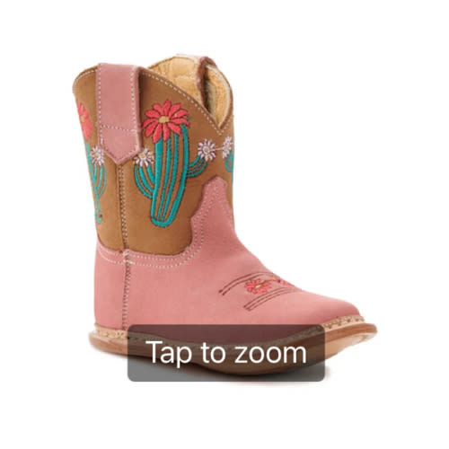 Roper Infant Cowbaby Pink Cactus Round Toe Boot