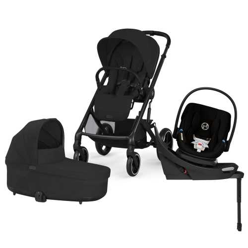 Cybex Balios S Lux + Cot + Aton G2 Swivel Travel System Bundle - Moon Black